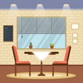 Modern Empty Cafe Restaurant Interior Furniture Flat Vector Illustration Royalty Free Stock Photo