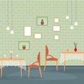 Modern Empty Cafe Restaurant Interior Furniture Flat Vector Illustration Royalty Free Stock Photo