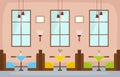 Modern Empty Cafe Restaurant Interior Furniture Flat Vector Illustration Royalty Free Stock Photo