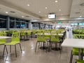 Modern Empty Cafeteria with Green Chairs Royalty Free Stock Photo