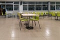 Modern Empty Cafeteria with Green Chairs Royalty Free Stock Photo