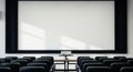 Empty Conference Hall with Projector and Blank Screen Royalty Free Stock Photo