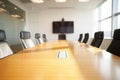 Modern empty conference room with large table and chairs Royalty Free Stock Photo