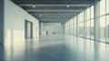 Modern empty interior space with large windows and concrete architecture Royalty Free Stock Photo