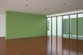 Modern empty living room with green wall