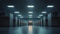 Modern Empty Office Corridor with Soft Lighting and Desolate Vibe Royalty Free Stock Photo
