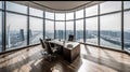 modern empty office interior. Contemporary concrete office interior with city view