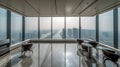 modern empty office interior. Contemporary concrete office interior with city view