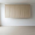 Modern Empty Room with Beige Panel Blinds and Wooden Floor Royalty Free Stock Photo
