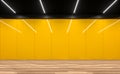 Modern empty room with yellow glossy wall 3d render