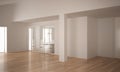 Modern empty space with sliding door and wooden floor, minimalist architecture interior design Royalty Free Stock Photo