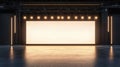 Empty modern stage with spotlights and screen ready for presentation show