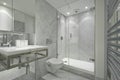 Modern en suite marble bathroom in white Royalty Free Stock Photo