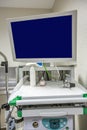 Modern endoscopy equipment kit. Electronic video Endoscopy System. A patients couch and a stand with a gastroscope and a monitor Royalty Free Stock Photo