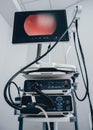 Modern endoscopy equipment kit. Video endoscopy system. Royalty Free Stock Photo