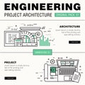 Modern engineering construction big pack. Thin line icons architecture.