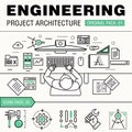 Modern engineering construction big pack. Thin line icons architecture.