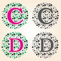 The modern English alphabet of Bubble Style Alphabet C & D
