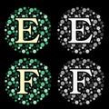 The modern English alphabet of Bubble Style Alphabet E & F