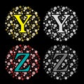 The modern English alphabet of Bubble Style Alphabet Y & Z