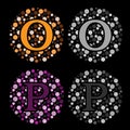 The modern English alphabet of Bubble Style Alphabet O & P