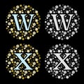 The modern English alphabet of Bubble Style Alphabet W & X