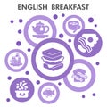 Modern englishbreakfast Infographic design template. Breakfast inphographic visualization with bubble design on white