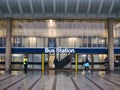 The modern entrance to Preston Bus Station in Lancashire in the north of the UK..