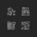 Modern entrepreneurship chalk white icons set on black background Royalty Free Stock Photo