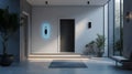 Modern entryway with smart home device and ambient lighting Royalty Free Stock Photo