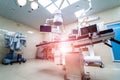 Modern equipment in operating room. Medical devices for neurosurgery. Background. Operating theatre. Selective focus. Royalty Free Stock Photo