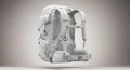 Modern Ergonomic Grey white Backpack with Padded Straps and Mesh Details Royalty Free Stock Photo