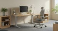 Modern ergonomic office workspace with adjustable desk and chair Royalty Free Stock Photo