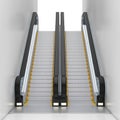 Modern Escalator or Electric Stairs Between Two Walls. 3d Rendering