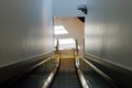 Modern escalator inside the international airport