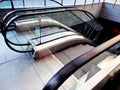 Modern escalator in public square in Milan modern district