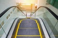 modern escalator in shopping center. Escalator at an airport with no people. Royalty Free Stock Photo
