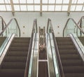 Modern escalator in shopping center Royalty Free Stock Photo