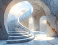 Modern Escher-inspired design with floating marble stairs in an impossible loop Royalty Free Stock Photo