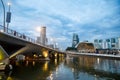 Singapore Esplanade Bridge and Jubilee Bridge Evening Shot