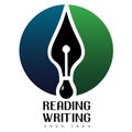 Modern and essential logo idea for reading and writing concept. Royalty Free Stock Photo