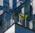 Modern European building. Suburb of Paris, France. Abstract architecture, fragment of modern urban geometry.Balcony Royalty Free Stock Photo