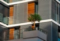 Modern European building. Suburb of Paris, France. Abstract architecture, fragment of modern urban geometry.Balcony