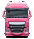 Modern European DAF XF truck in pink. Royalty Free Stock Photo