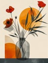 Modern European Elegance: A Simplified Display of Poppies and In