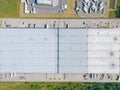 Modern European logistics warehouse for worldwide delivery of goods, warehouse, aerial view