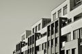 Modern European residential apartment building. Black and white. Royalty Free Stock Photo