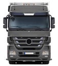 Full gray truck Mercedes Actros front view.