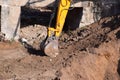 The modern excavator JCB performs excavation work on the construction site Royalty Free Stock Photo