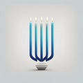 Modern exclusive logo on bright background image of burning candles on candlestick. Hanukkah as a traditional Jewish holiday